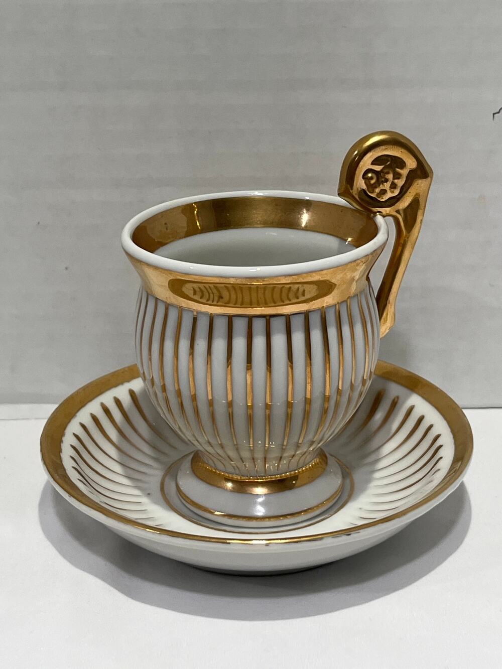 Andrea by Sadek G 1225 Gold Stripe Demitasse Espresso Cup Saucer Vintage